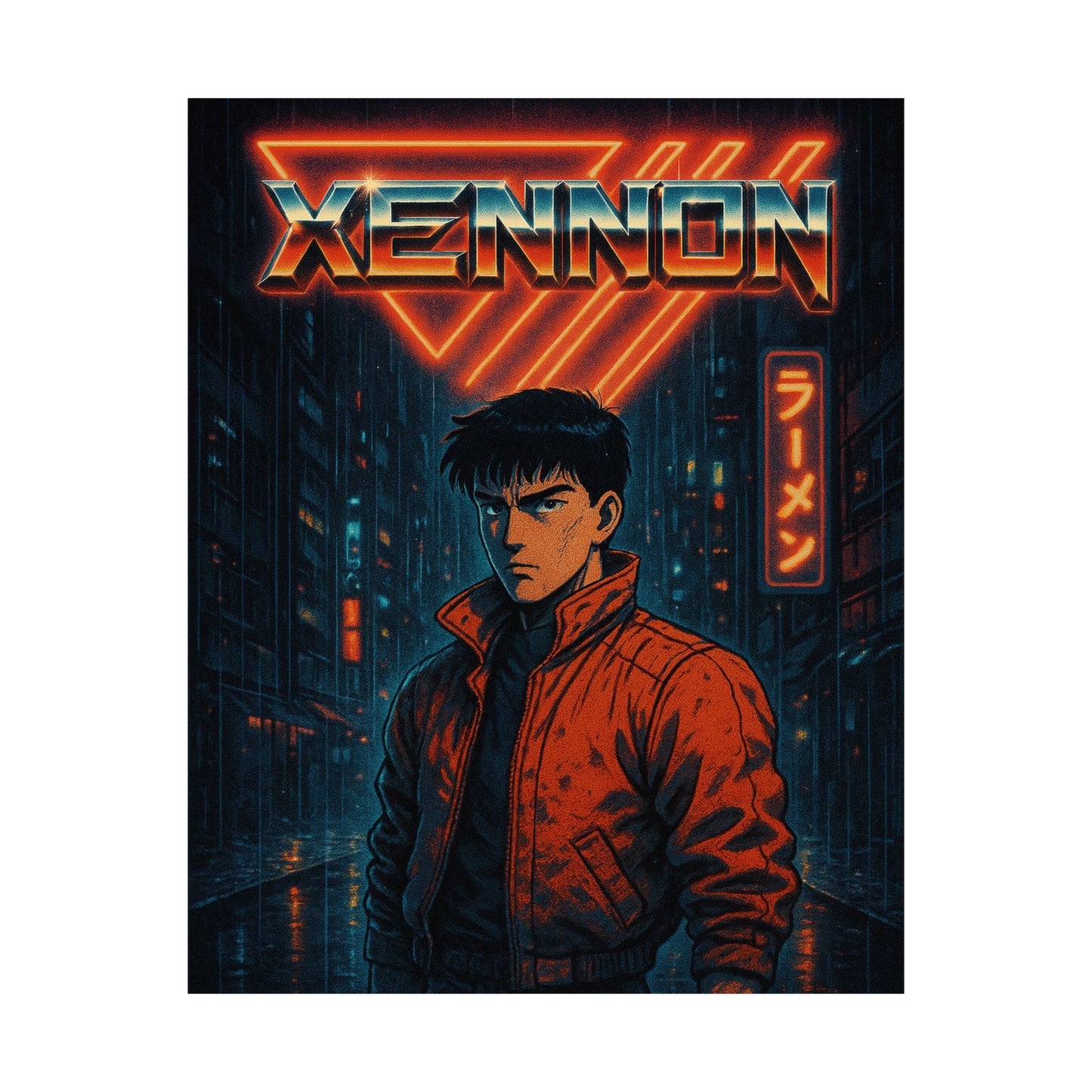 Retro Neon Art Poster - XENNON Anime Style Vertical Print