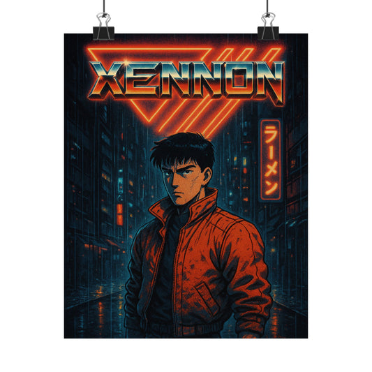 Retro Neon Art Poster - XENNON Anime Style Vertical Print